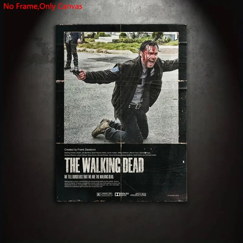 1 Piece/Set Frameless Canvas Painting Print Poster, Decorative Artwork, Artistic, Minimalist, Classic Minimalism Realistic Horror Gothic Pop Art,The Walking Dead,Perfect Gift for US TV Series Lovers,Ideal Gift for Home & Office, Wall Decoration