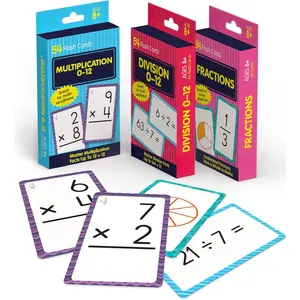 Carson Dellosa Division, Fractions, and Multiplication Flash Cards, 3 Sets of Flashcards, Math Games for Kids 8-12, 3rd Grade Mathematics Practice and Up