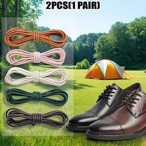 5 Pairs Multi Color Waxed Leather Shoelaces 0.1 Inch Thin Round 2.6Ft Length Business Laces for Men Women Replacement Shoelace