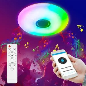 LED Bluetooth Music Ceiling Light 100-240V DSP Melody Player 256Colors Dimmable BT APP Control RGB Colorful Smart Timing Function Memory Mode Atmosphere Lamp Bedroom Living Room Esports KTV Bar Festival Party Mlticolor Mood Rhythm Night Lamps with Remote