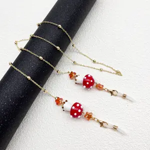 Forest mushroom pendant for women's glasses chain, gold-plated sunglasses anti slip chain, glasses accessories/gold/silver for women