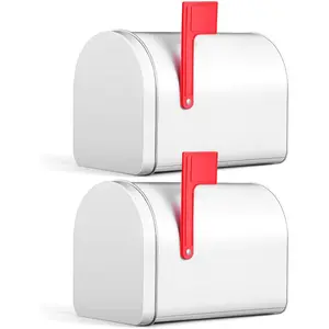 2Pcs 6"X4" White Mini Mailbox Toy, Cute Kids Small Mail Box for Cards, DIY Custom Mailbox for Role Playing and Handicraft
