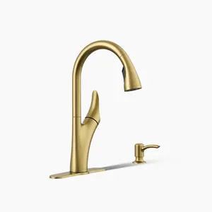 Kohler 1PREC26448-SD-2MB-AA | Transitional Pull Down Kitchen Faucet in Brushed Gold