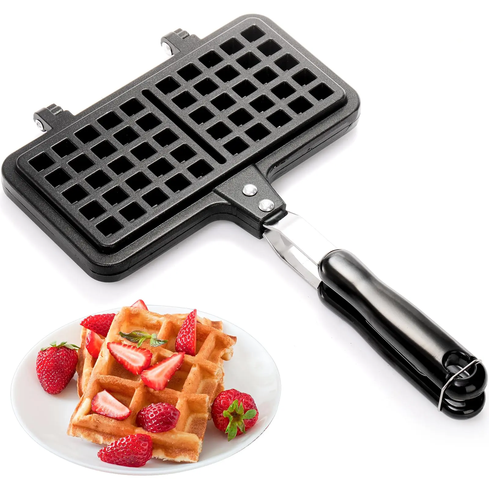 Non-stick Stovetop Waffle Maker  8" Portable Aluminum Pan For Sandwich Toaster Breakfast