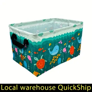Extra Large Collapsible Laundry Hamper with Cute Whale Turtle Underwater World Small Fish Print - Thickened Oxford Cloth, Open-Top Design, Sturdy Handles for Bathroom, Bedroom & Home Organization Storage, Hampers for Laundry, Bedroom Organizer