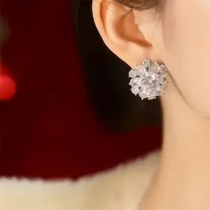 925 Silver Needle Super Fairy Zircon Flower Earrings, High-End Earrings, DDES0014 Internet Celebrity Versatile Temperament Earrings