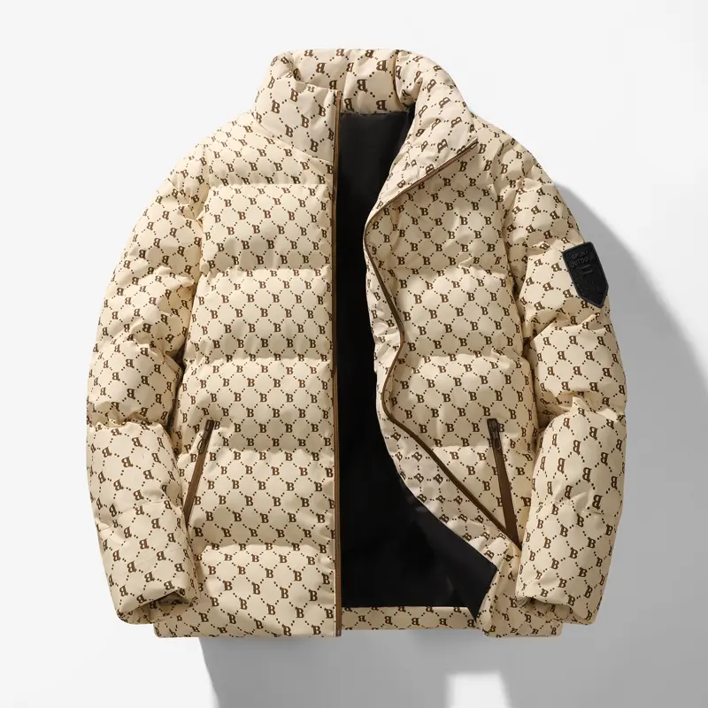Men's Lightweight Warm Hooded Jacket Windproof Winter Coat Stand Collar Quilted Full Zipper Practical Storage Pockets Cold Weather Casual Outdoor Puffer, outdoor essential, wardrobe staple, trendy style