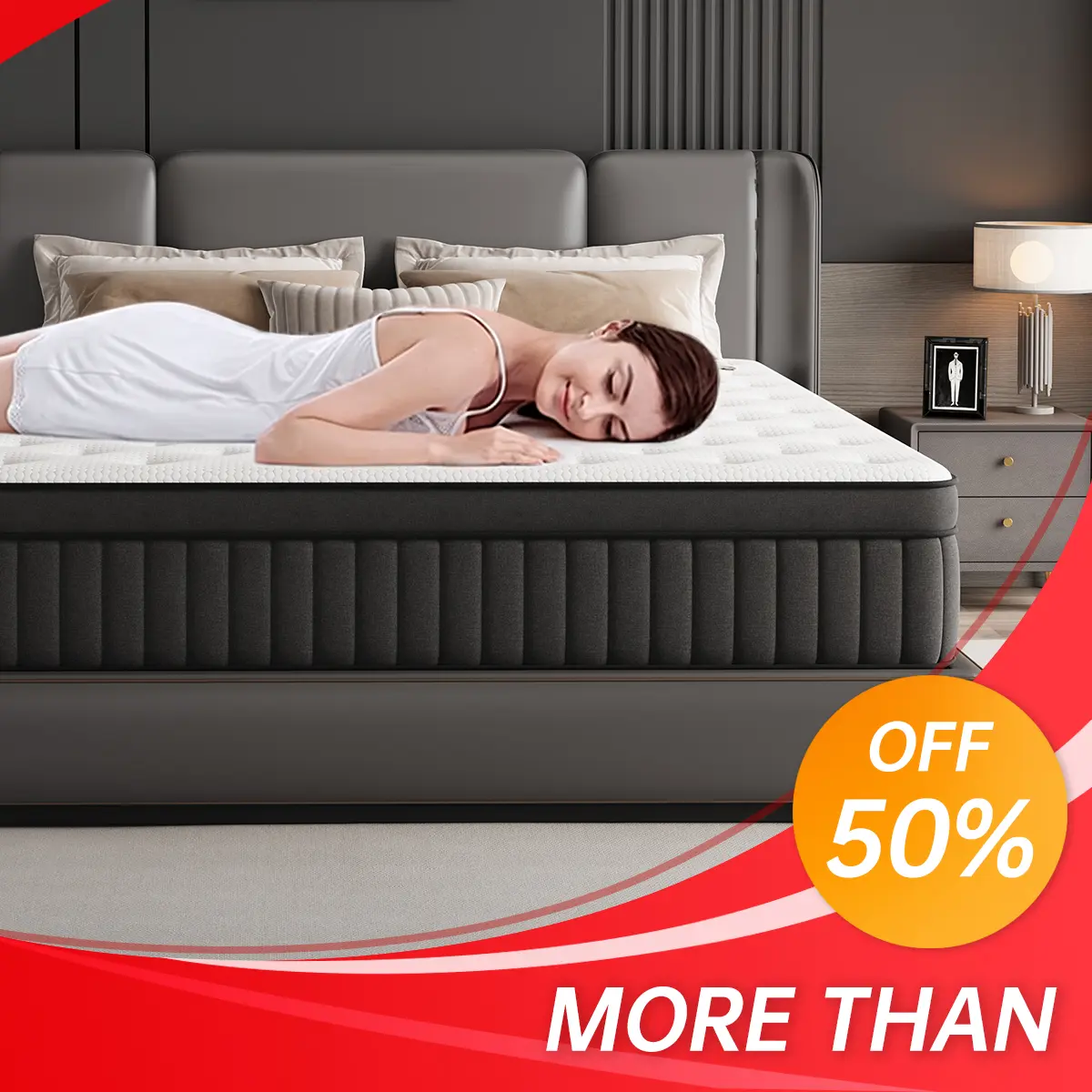 【200-day trial period】twin/full/king/queen Sponge Spring Mattress,Medium Firm,8/10/12/14 Inch,for All Sleepers & Body Alignment-Motion Isolation Mattress，Antibacterial and anti-mite，Breathable，Hugging Comfort Cooler，Anti-slip and anti-fall，Durable,sohochi