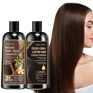 Brown hair dye shampoo, plant extract hair dye shampoo, Plant extracts shampoo, gentle coloring without damaging hair, combined with hair conditioner to stabilize color, cover white hair, no need to mix coloring, natural, suitable for both men and women