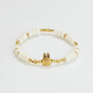 White Shell & Gold Bunny Bracelet | Lucky Charm Jewelry