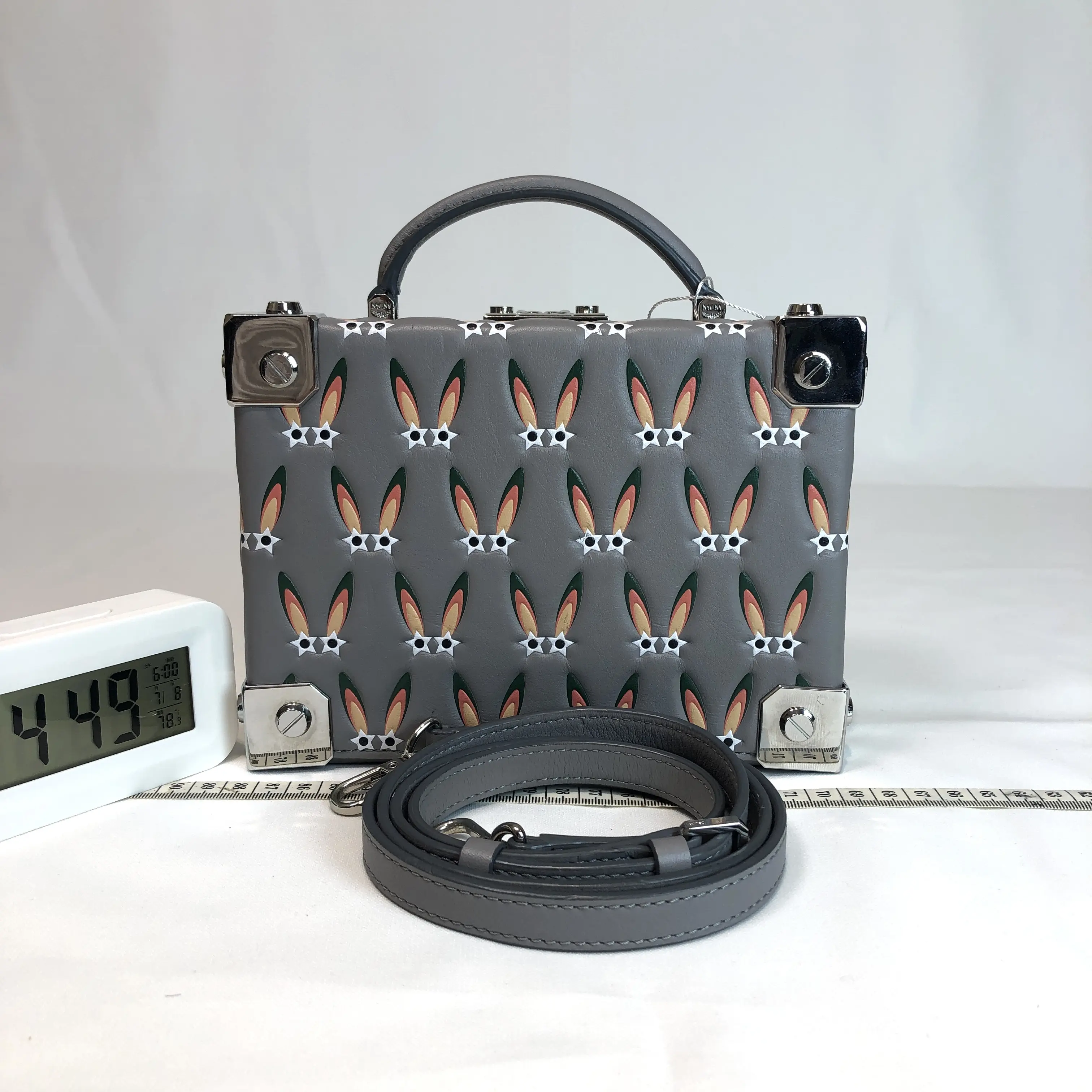 Pre-owned MCM leather Crossbody Bags Grey Rabbit Ear Appliance Box Crossbody Handbag 591322