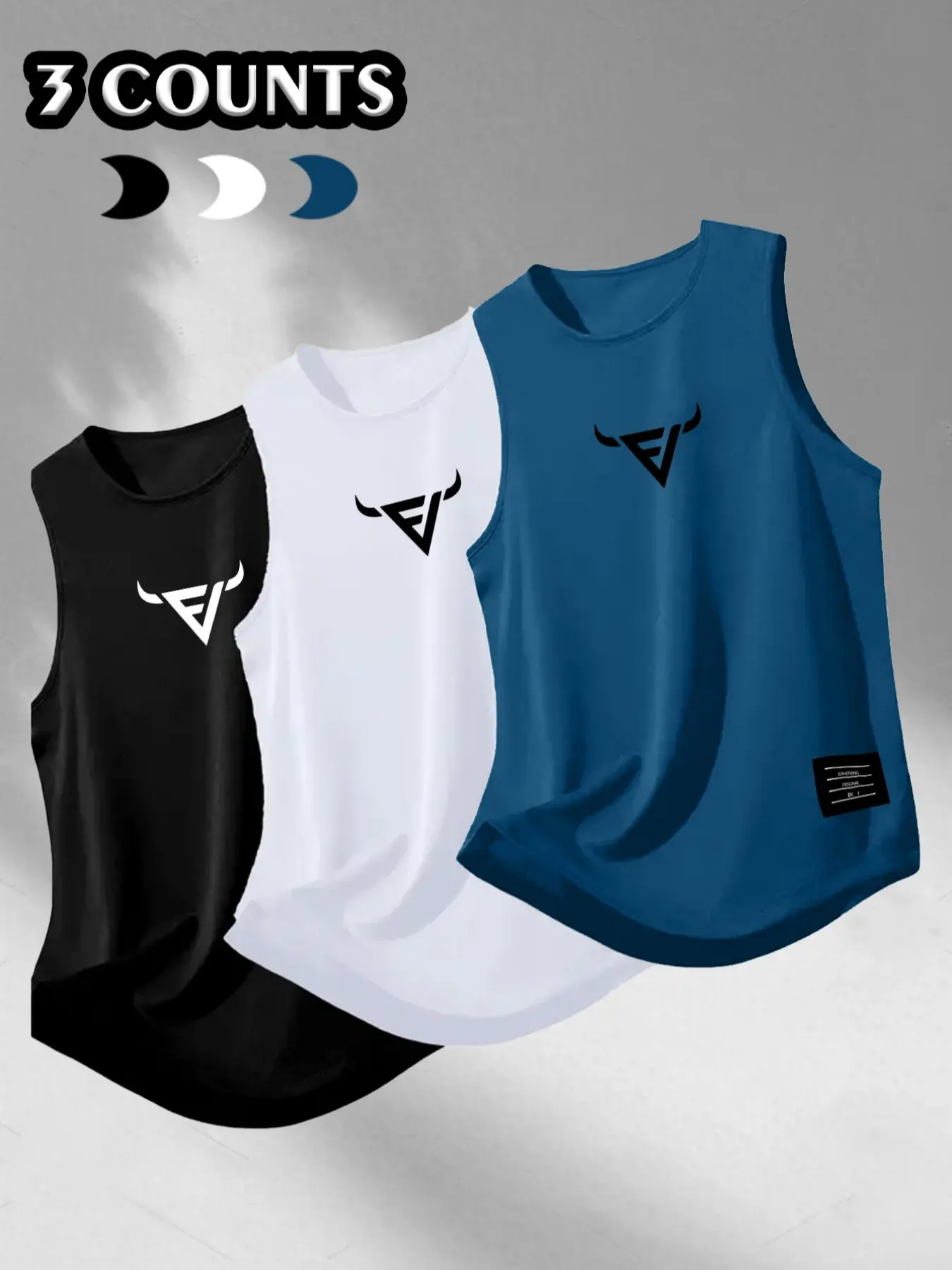 Men's Summer Casual Graphic Print Sleeveless Vest, Sleeveless Top, Fitted Knit Fabric, Breathable, Moderate Thickness, Age 13-17, China Origin, Non-Sensitive Goods, Style: Casual, Sleeveless Muscle Shirt