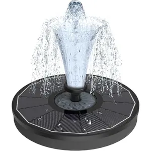 Solar Fountain Upgraded High Efficiency Glass Solar Panel, Solar Bird Bath Fountains with Flower No Battery,Solar Water Pump Fountain for Bird Bath Garden Small Ponds Outdoor Décor(Black)