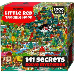QUOKKA 1000 Piece Puzzle for Adults Red Riding Hood - Fantasy Adult Puzzles with Secret Tasks & Audio Story for Deep Relaxation for Challenge Puzzle Lovers