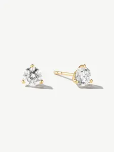 "Light Within" Martini Three Prong Lab Grown Diamond Stud Earrings in 14K Yellow Gold Fine Jewelry for Women Promise Anniversary Birthday Gifts for Her (0.2-1.0 Ct. Tw.)