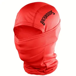 1pc/5pcs BACKWOODS Letter Print Unisex Balaclava Hat - Windproof Dustproof Full Face & Neck Cover for Outdoor Sports, Mountain Climbing, Riding - Black/White/Golden, Riding Headwear, Stylish Sports Accessory, Breathable Fabric