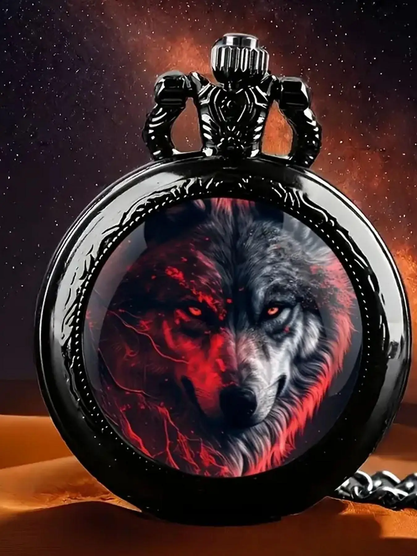 Men's Wolf Design Quartz Pocket Watch, Vintage Alloy Punk Style Watch for Party, Daily Clothing Decor, Stylish Watch, Trendy All-match & Exquisite Watch for Birthday Gift, Fashionable Party Watch, Fashionable Watches
