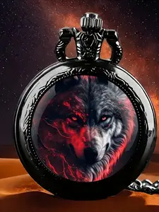 Men's Wolf Design Quartz Pocket Watch, Vintage Alloy Punk Style Watch for Party, Daily Clothing Decor, Trendy All-match & Exquisite Watch for Birthday Gift