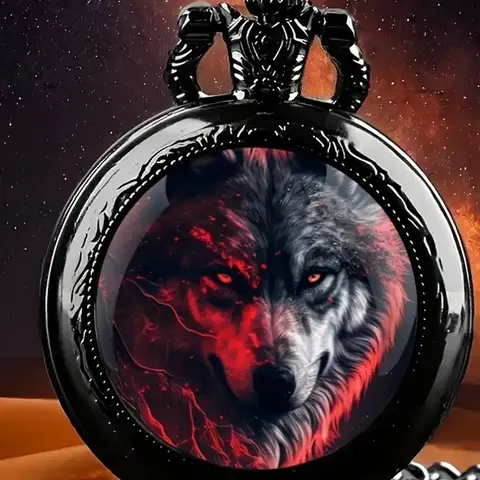 Men's Wolf Design Quartz Pocket Watch, Vintage Alloy Punk Style Watch for Party, Daily Clothing Decor, Stylish Watch, Trendy All-match & Exquisite Watch for Birthday Gift, Fashionable Party Watch, Fashionable Watches