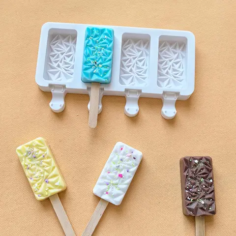 1pc 4 Hole Mountain Shape Silicone Mold, DIY Ice Cream Ice Pop Molds, Homemade Popsicle Molds, Popsicles Molds, Snow Cone Maker Tool, Summer Party Supplies, Perfect for Making Ice Cubes