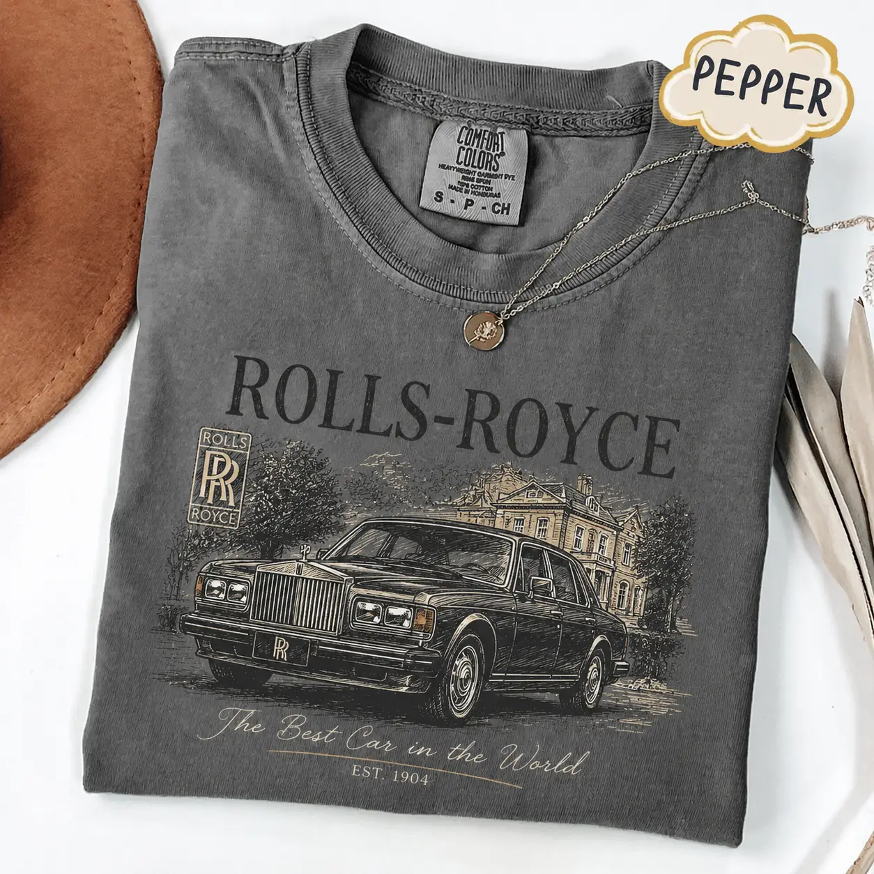Rolls Royce Comfort Colors T Shirt, Classic Luxury Car Graphic Tee, British Automotive Heritage Design, Vintage Prestige Motor Enthusiast Gift for Men and Women