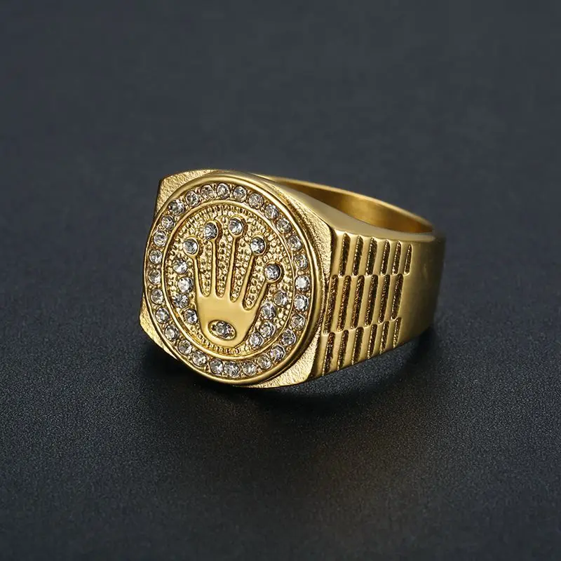 Crown Three bead ring Hip-Hop Men's ring Fashion accessories Trend Gift party