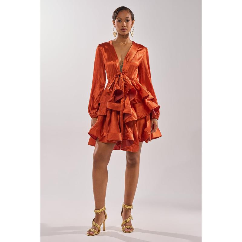 ARIANA SATIN RUFFLED MINI DRESS