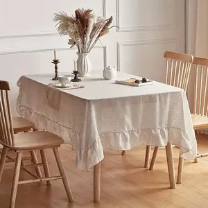 Elegant Solid Color Square Tablecloth, Thick Polyester Lace Material, Machine Woven, Simple Fashion Design, Restaurant Decoration