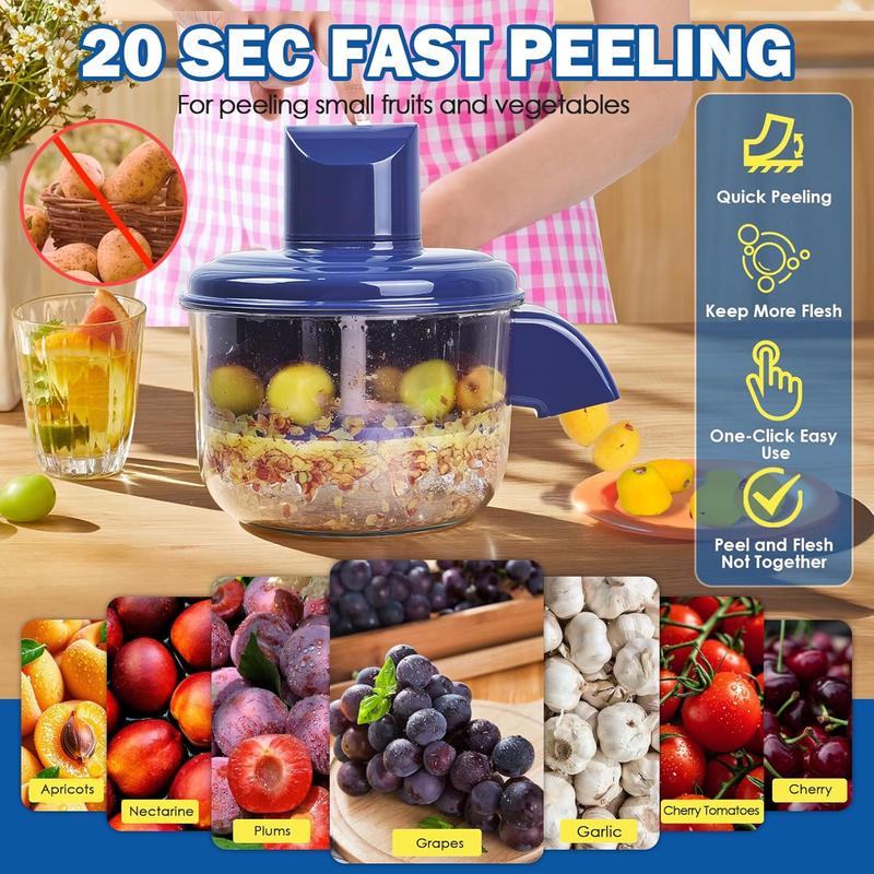 Featwell Electric Peeling Machine – Automatic Skin Peeler Remover Tool for Small Fruits,garlic cloves,baby potatoes. 20s Fast Peeling Rechargeable Wireless, Grape Garlic Cherry Tomato Peeler,Easy Clean for Home&Outdoor Featwell Electric Peeling Machine – Automatic Skin Peeler Remover Tool for Small Fruits,garlic cloves,baby potatoes. 20s Fast Peeling Rechargeable Wireless, Grape Garlic Cherry Tomato Peeler,Easy Clean for Home&Outdoor