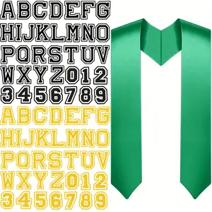 EastJia Made in USA Solid Color Green Classic Graduation Cap Tassel - Unisex Lightweight Long-Length All-Seasons Festive Accessory, Photo Prop with A-Z Letters, 0-9 Numbers Printed Patch