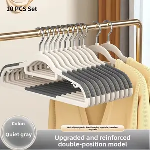 10 Piece Non-Slip Durable Matte Plastic Clothes Hangers, Ideal for Bedroom Bathroom Hotel Travel Home Clothing Storage Organization