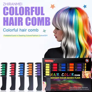 Colorful Hair Dye Comb - Instant DIY Rainbow/Neon Hair Color, Non-Toxic & Water-Washable Temporary Hair Chalk, Easy-to-Use for Party/Festival/Everyday Styling, Multiple Vibrant Shades to Create Trendy Highlights Without Damaging Hair