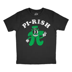 Youth Funny T Shirts Pi Rish Sarcastic Nerdy St Patricks Day Tee For Kids Funny T Shirts Saint Patrick's Day Tops for Kid Funny Nerd Short Sleeve Novelty Tees for Kids Black - Pi