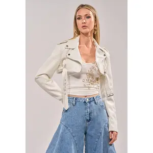HARLEY LUXE ULTRA CROP MOTO IN WHITE