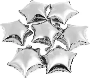Star-shaped Foil Balloons, 10" Silver, Pack of 50