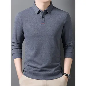 Men's Winter Warm Shirt Solid Color Collar Long Sleeve Button-Front Placket Classic Regular Fit Suitable Golf, Equestrian & Outdoor Activities - Casual Button- Shirt