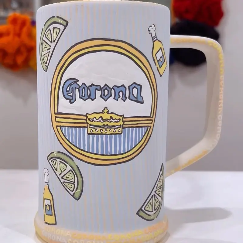 Corona Beer Inspired Ceramic Beerstein, Kitchenware Drinkware Mug