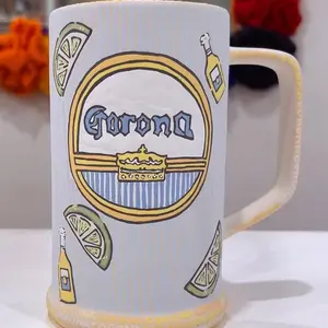 Corona Beer Inspired Ceramic Beerstein, Kitchenware Drinkware Mug