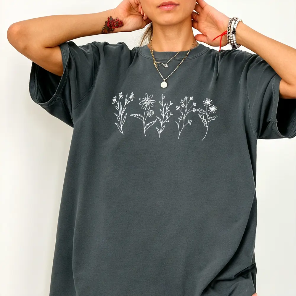 Wildflower Shirt, Floral Cottagecore Shirt, Soft Cotton Crewneck Shirt for Men and Women, Gift for Him or Her, Unisex Stylish