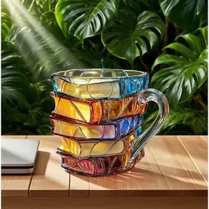 Creative Colorful Book Gift Set, Innovative 3D Painting Coffee Cup, Unique Stacking Book Cups, Perfect Gift for Literature Lovers