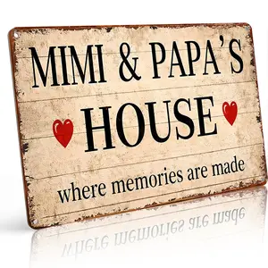 Mimi and Papa’s House Aluminum Sign 6x12 Inch Warm Home Decor Gift for Grandparents, Durable, Heartwarming Message, Easy to Install