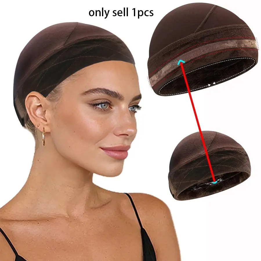 Wig Grip Cap with Silicone Anti‑Slip Strip, Wig Caps with Velvet Grip Band for Glueless Wigs, Non Slip Wig Grip Cap for Women, Wig Accessories