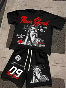 Men's Casual Short Sleeve Shorts Set, Comfortable Breathable Fabric, Summer Best Choice, Perfect Gift for Family and Friends