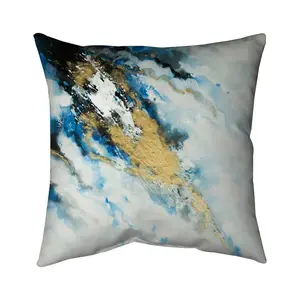 Begin Home Decor 5541-1616-AB63 16 x 16 in. Blue Modern Shapes Pillow - Blue & Gold Marble Decor