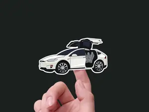 Tesla Car Sticker - , Wide - Ideal for Water Bottle, Laptop, Phone, Helmet, Notebook, Planner