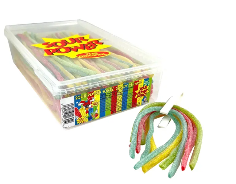 ThayerDorval Sour Power Straw Tubes Candy Rainbow Quattro  Tub 2.5lb