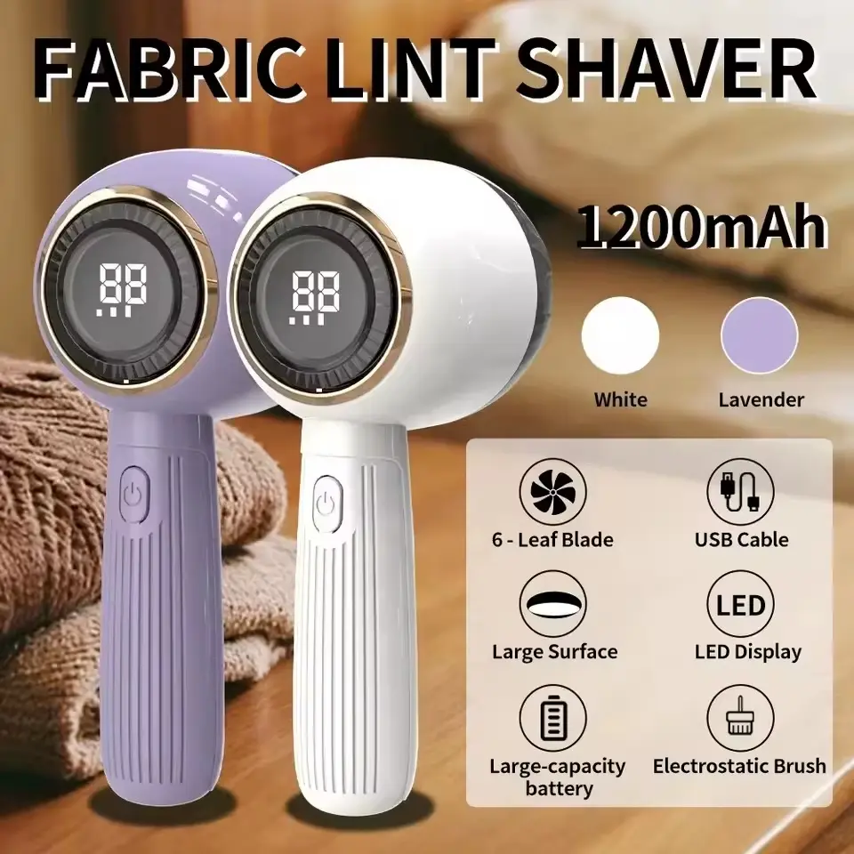 Eagej Rechargeable Fabric Shaver with 2 Replaceable Stainless Steel 6-Leaf Blades(1 Free Extra Included) | Lint Remover with 3-Speed Settings & LED Display - Efficient Sweater and Lint Shaver for Clothes, Removing Fuzz, Lint Balls, Pills.Christmas Gift