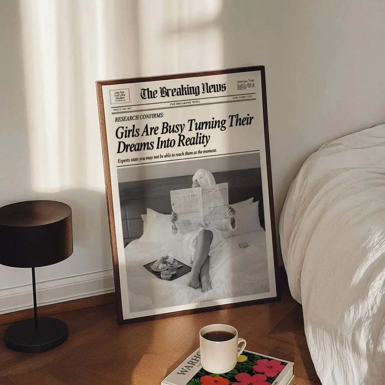 Vintage Newspaper Wall Art Black and White Printable Poster B