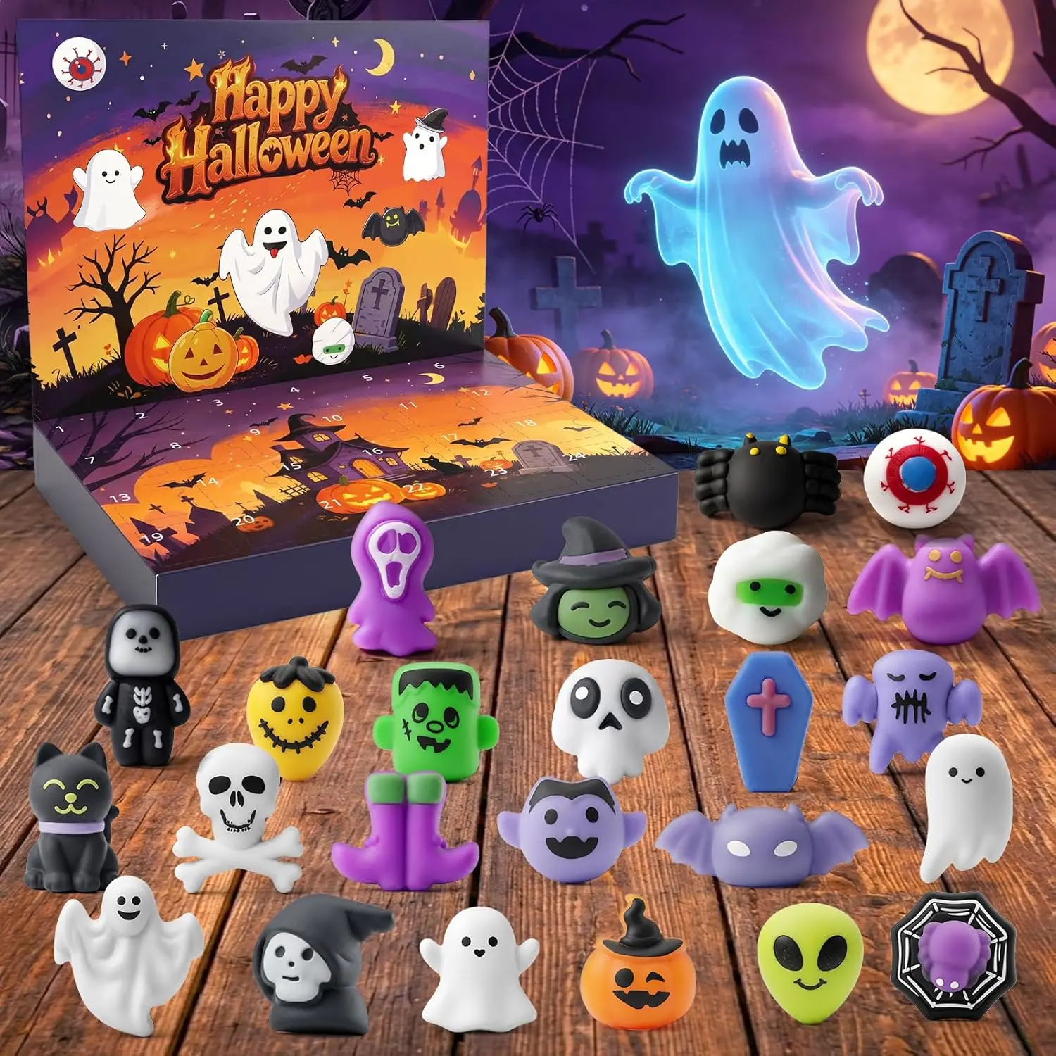 Halloween Advent Calendars 2026 with 24 Mochi Squishy Toys for Kids Girls Boys Teens Holiday Count down, Fidget Sensory Squishies for Halloween Party Favors Gifts, Classroom Prizes