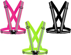 Reflective Vest Running Gear 3Pack, Adjustable Safety Vests High Visible Reflective Belt Straps